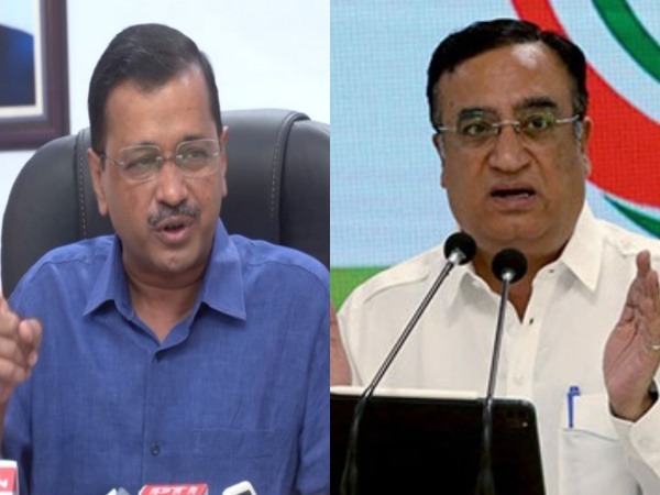 Delhi CM Arvind Kejriwal (left) and Congress leader Ajay Maken (right) (Photo/ANI)