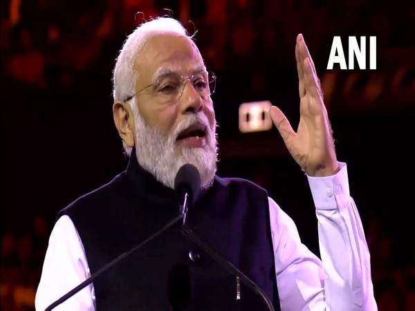 PM Narendra Modi addressing the Indian diaspora at a community event in Sydney on Tuesday. (Photo/ANI)