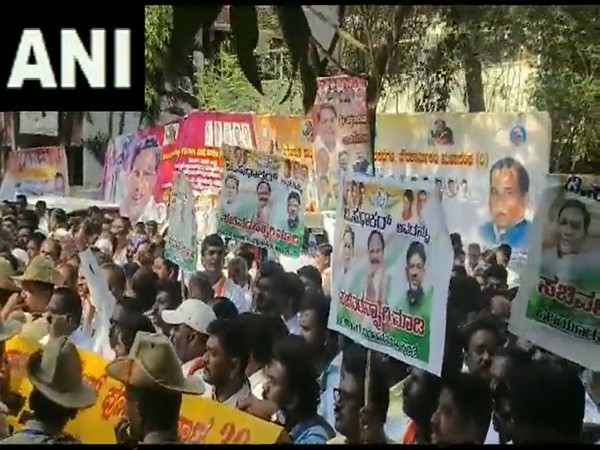 Visuals from protest spot. (Photo/ANI)