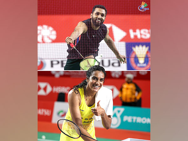 HS Prannoy (Top) and PV Sindhu (Bottom) in action during Malaysia Masters 2023 (Image: BAI Media Twitter)
