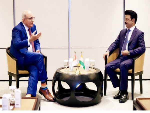 Tamil Nadu Chief Minister MK Stalin with Singapore Minister S. Iswaran (Photo/ANI