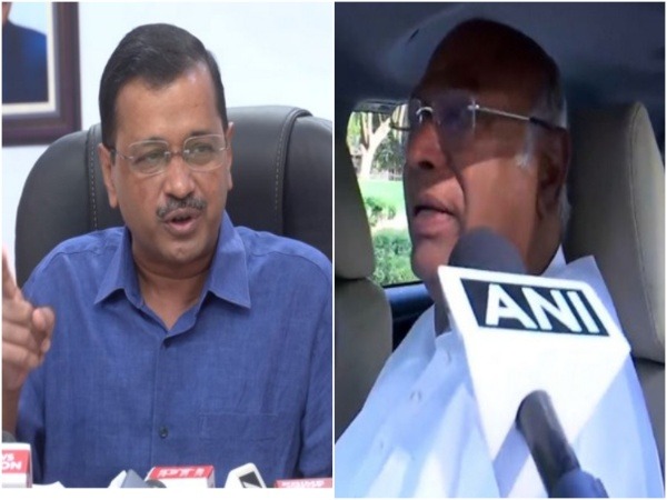 Delhi Chief Minister Arvind Kejriwal and Congress President Mallikarjun Kharge (Photo/ANI)