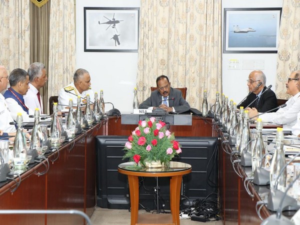 NSA Ajit Doval and National Maritime Security Coordinator Vice Admiral G Ashok Kumar at a meeting with state maritime security coordinators (File Photo/ANI))