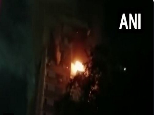 Fire at high rise near Mumbai's Breach Candy hospital. (ANI/photo)