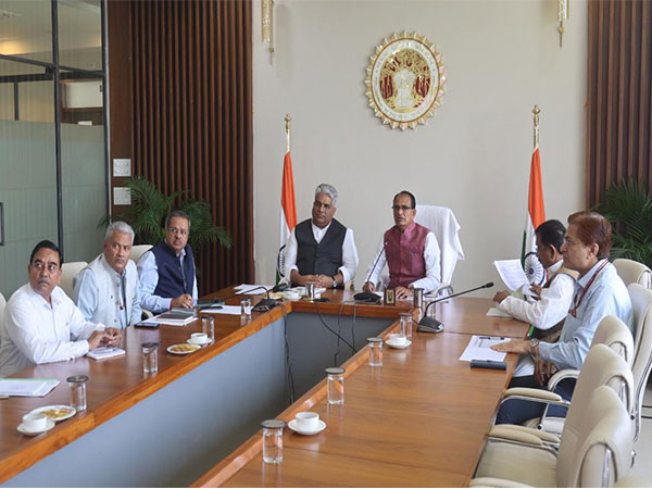 CM Shivraj Singh Chouhan, Union Minister Bhupendra Yadav and other officials during the meeting (Photo/ANI) 