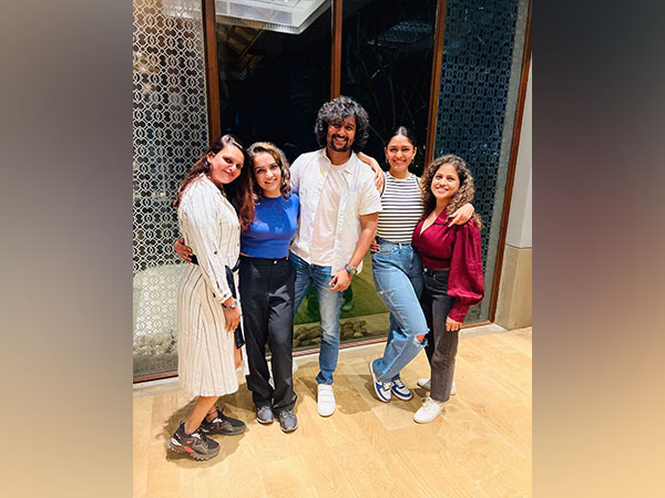 Mrunal Thakur with Nani and 'Nani 30' team (Image Source: Instagram)