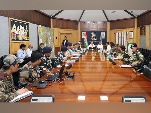 Amit Shah chairs a meeting with senior officials of the Manipur Police, CAPFs and the Indian Army (Photo/ANI)
