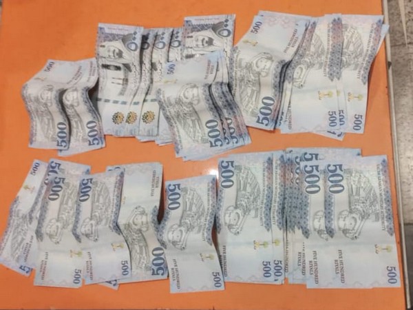 Saudi Riyals seized at Hyderabad airport (ANI)