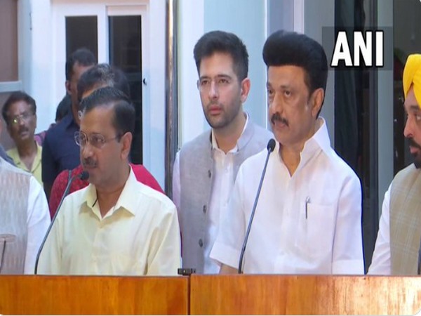 Delhi CM Arvind Kejriwal meets Tamil Nadu CM MK Stalin (Photo/ANI)