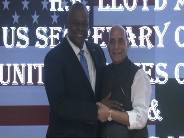 Defence Minister Rajnath Singh with US Secretary of Defence Lloyd Austin (Photo/ANI)