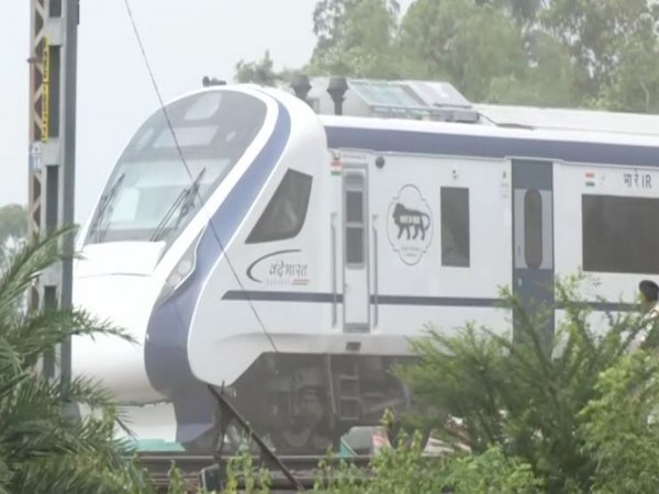 Howrah Vande Bharat Express crosses on tracks in Balasore (Photo/ANI)