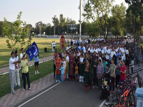 Air Force Station in Jammu organises cycling, walkathon, tree plantation drive as part of World Environment Day. (Photo/ANI)