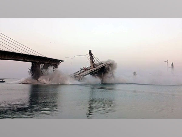 Aguwani-Sultanganj bridge in Bihar's Bhagalpur (Photo/ANI)