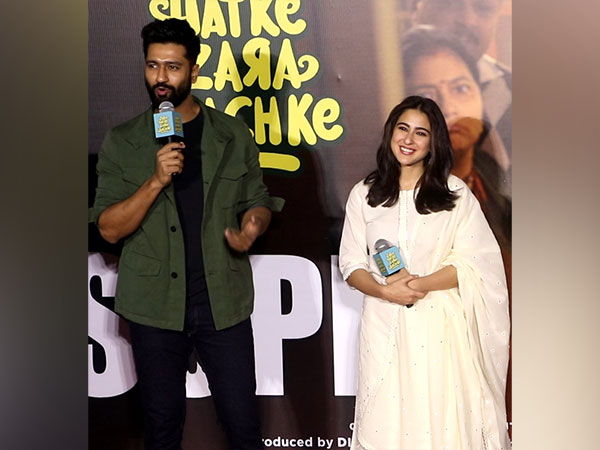 Actors Sara Ali Khan and Vicky Kaushal (ANI Photos)