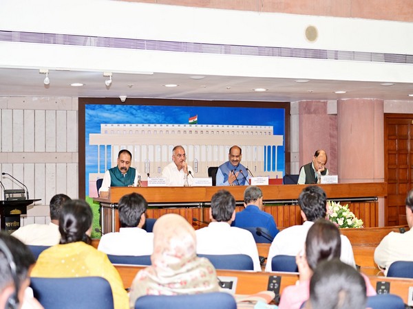 Lok Sabha Speaker Om Birla interacts with representatives of Zilla Parishad (Photo/ Om Birla Twitter)