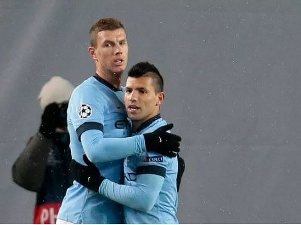 Edin Dzeko and Sergio Aguero during their time at Manchester City (Twitter: Photo/ManCity)