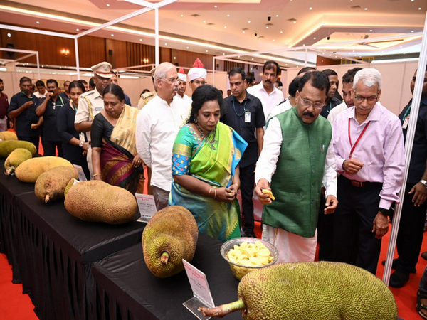 Governor of Telangana Dr. Tamilisai Soundararajan with other dignitaries at the Jackfruit festival. (Photo/ANI)