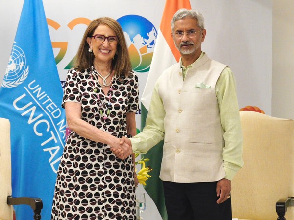 EAM S Jaishankar meets Rebeca Grynspan, Secretary-General of the UNCTAD in Varanasi. (Photo Credit: Twitter/@DrSJaishankar)