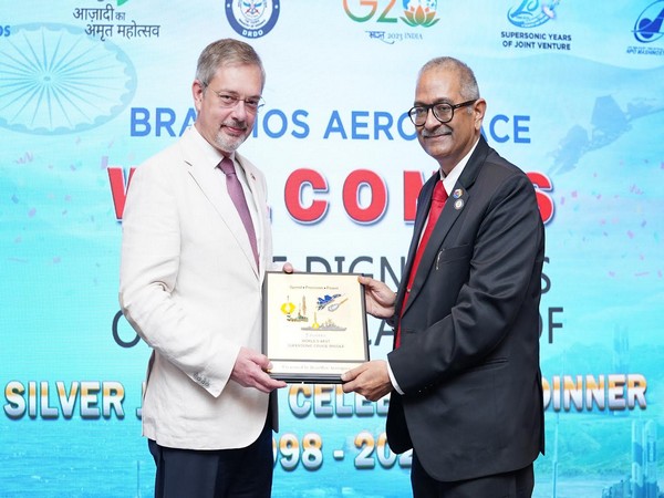 Russian Ambassador Denis Alipov takes part in Silver Jubilee programme of BrahMos aerospace in Delhi on Sunday. (Photo/ANI)