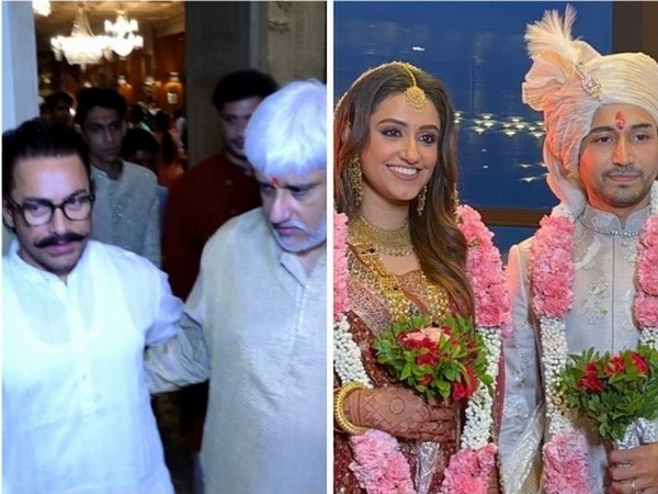 Krishna Bhatt with Vedant Sarda, Aamir Khan with (Image source/ANI)