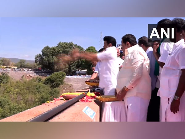 Tamil Nadu Chief Minister MK Stalin releases water in Mettur Dam, Salem. (Photo/ANI)