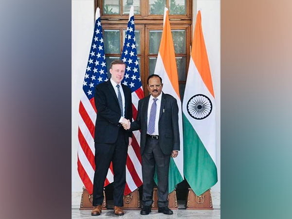National Security Advisor of US Jake Sullivan meets Ajit Doval. (Photo: ANI) 