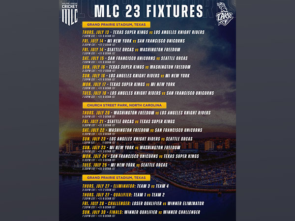 Major League Cricket schedule. (LA Knight Riders Twitter)