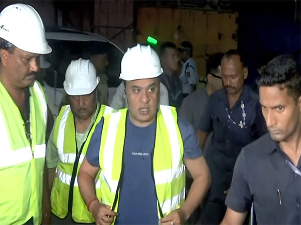 Assam Chief Minister Himanta Biswa Sarma at the under construction site in Maligaon (Photo/ANI)