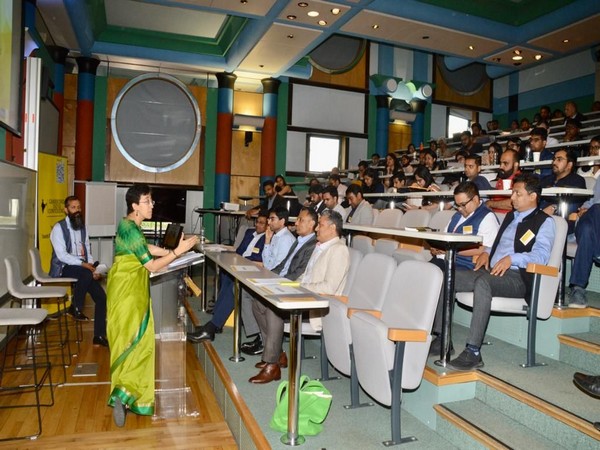 Delhi Education Minister Atishi addressing at Cambridge University(Photo/ANI)