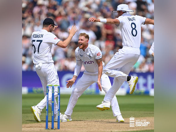Ben Stokes celebrating Smith's wicket. (Photo- England Cricket Twitter)