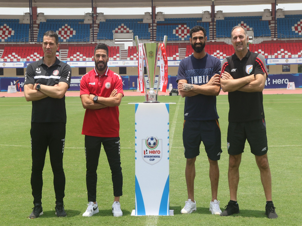 India and Lebanon players with coaches with the trophy of Intercontinental Cup (Image: AIFF)