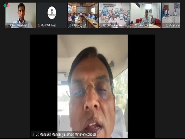 Union Health Minister Mandaviya chairing review meeting (Photo/Twitter @mansukhmandviya)
