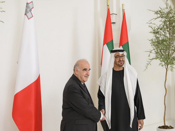 Malta President George Vella, UAE President Sheikh Mohamed bin Zayed Al Nahyan (Image Credit: Twitter/@MohamedBinZayed)
