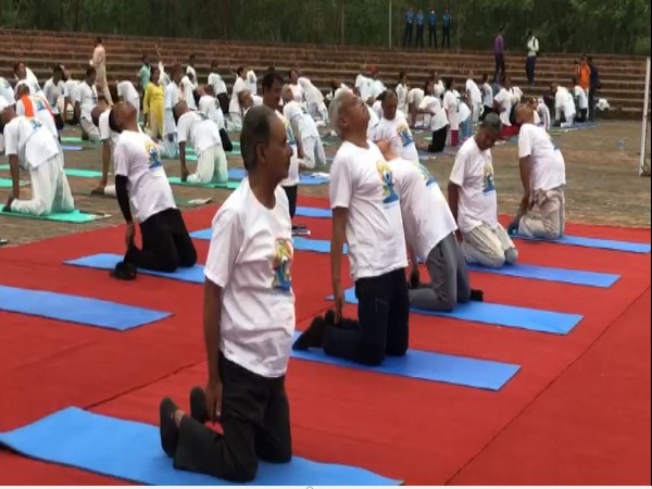Yoga performance in Nepal's Lumbini (Photo/ANI)