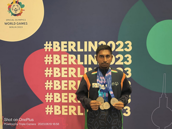 T Vishal with medals won at Special Olympics World Games 2023 (Image: SOB)