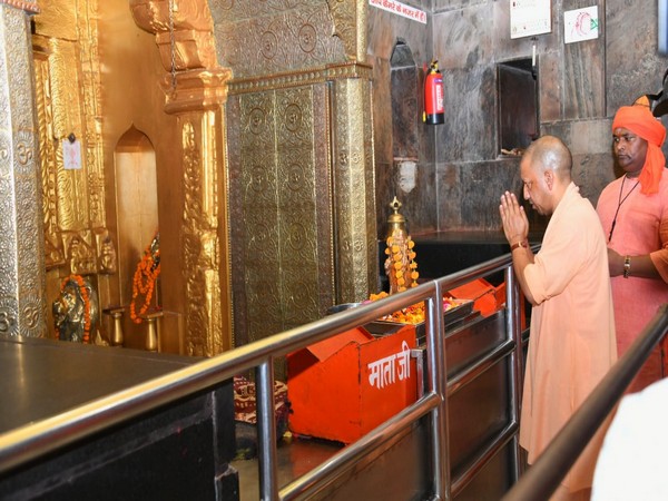 CM Yogi offers prayers at Maa Pateshwari temple. (Photo/ANI)