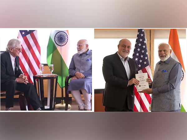 PM Modi meets professor Nassim Nicholas Taleb, Author Robert Thurman (Photo/ANI)