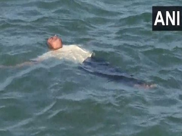 A yoga practitioner performs 'Jal Yoga' in Tamil Nadu's Rameswaram (Photo/ANI)
