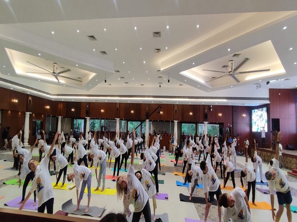 G20 delegates perform Yoga in Goa (Photo/ANI)