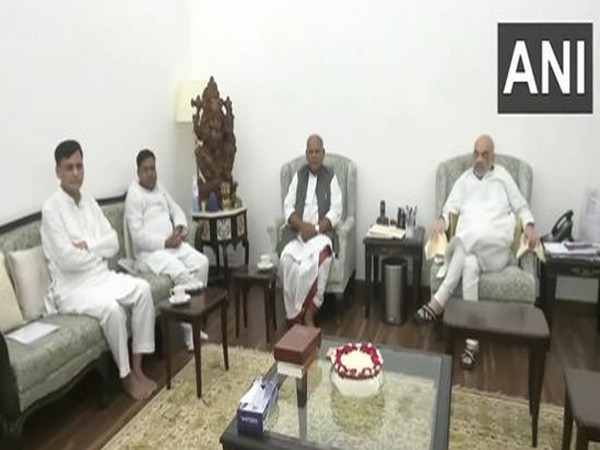 A visual from the meeting of HAM leaders with Union Home Minister Amit Shah. (Photo/ANI)