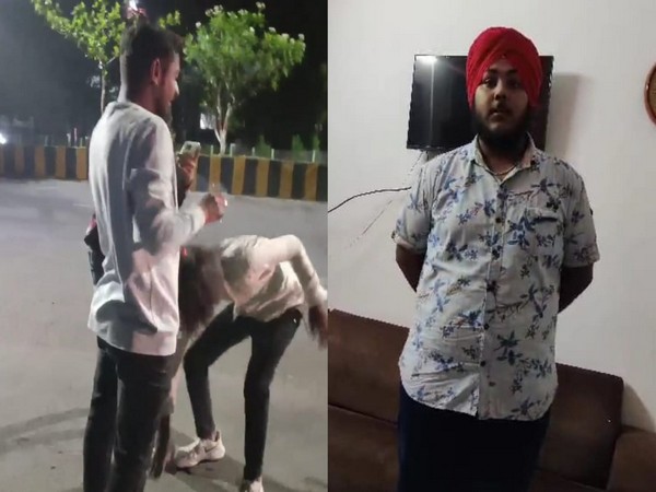 Screengrab of youth being assaulted (L) and one of the accused in police custody (R) 