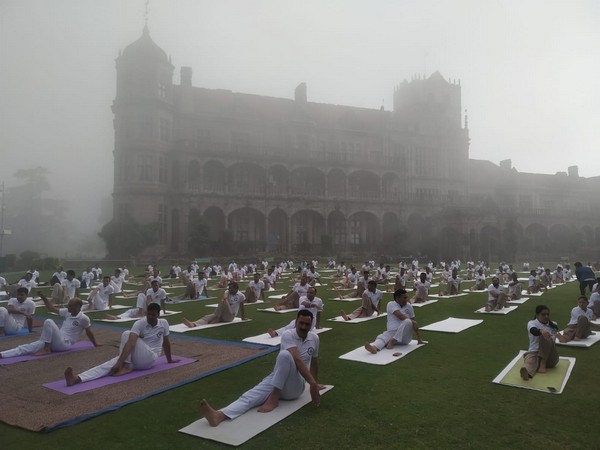 Indian Institute of Advanced Study in collaboration with Medic Training Centre, Sashstra Seema Bal celebrated International Yoga Day. (Photo/ANI)