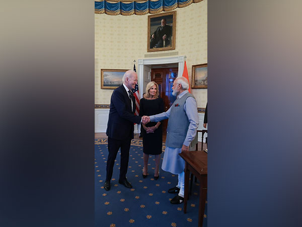 US President Joe Biden, First Lady Jill Biden, Prime Minister Narendra Modi (Photo/ANI)