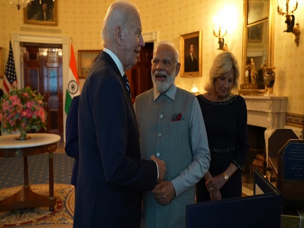 Prime Minister Narendra Modi with US President Joe Biden and First Lady Jill Biden (Photo/ANI)