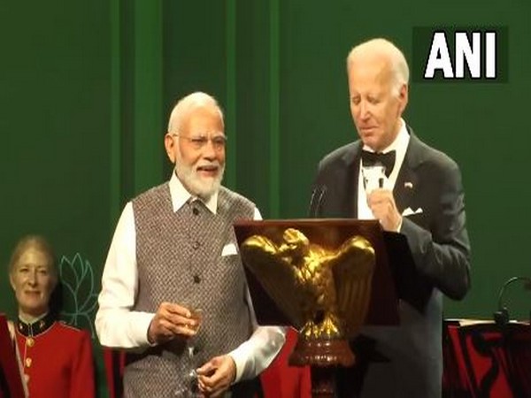 Prime Minister Narendra Modi and US President Joe Biden, at the State Dinner at the White House. (Photo: ANI)