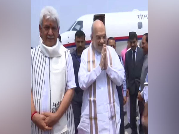 Union Minister Amit Shah arrives at Jammu airport (Photo/ANI)
