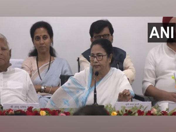 West Bengal CM Mamata Banerjee addressing media in Patna. (Photo/ANI)