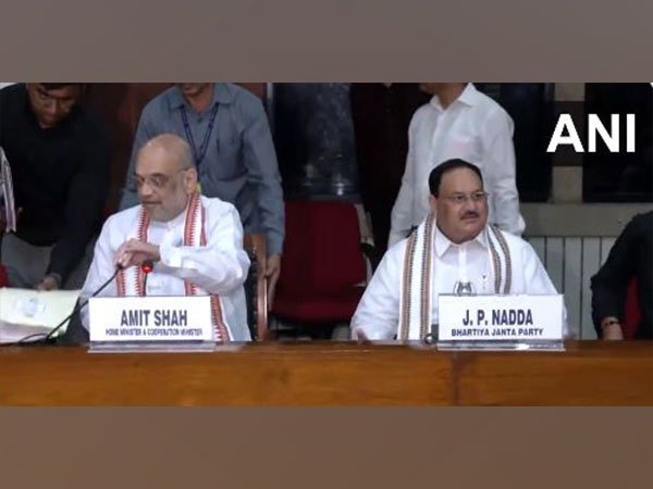Union Home Minister Amit Shah (left), BJP president JP Nadda (right) at all party meeting. (Photo/ANI)
