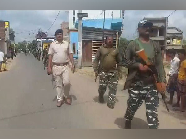 Central forces start route march in Bolpur (Photo/ANI)