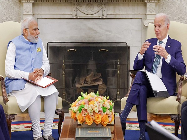 Prime Minister Narendra Modi with US President Joe Biden. (Photo/ANI)